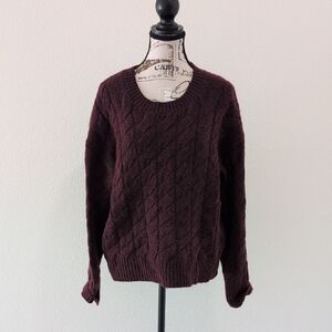 Evereve Women's Cable Knit Sweater - Deep Burgundy